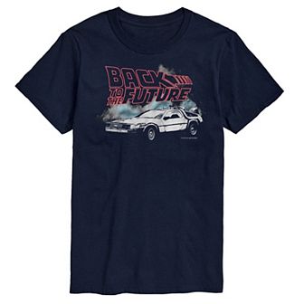 Big & Tall Back to the Future Retro Drawn Delorean Graphic Tee