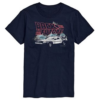 Big & Tall Back to the Future Retro Drawn Delorean Graphic Tee
