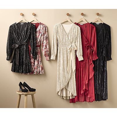 lauren conrad sequin dress kohls Women's LC Lauren Conrad Sequin Wrap Mini Dress