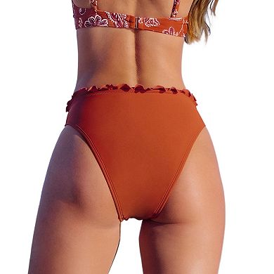 Women's Cupshe Bermuda Bliss Ruffle Edged Hipster Bikini Bottoms