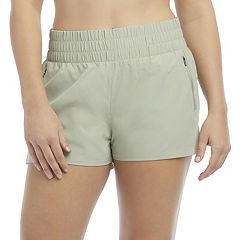 Danskin Now 100% Polyester Color Block Solid Green Athletic Shorts