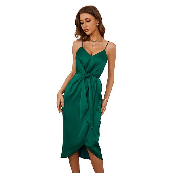 Women's CUPSHE Sophia Satin Draped Midi Cocktail Dress