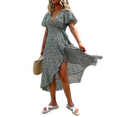 Women's CUPSHE Flared Sleeve V-neck Ditsy Dress