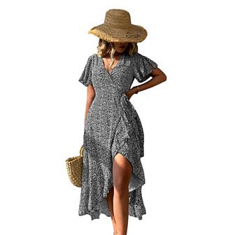 Women's Cupshe Flared Sleeve V-neck Ditsy Dress