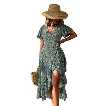 Women's Cupshe Flared Sleeve V-neck Ditsy Dress