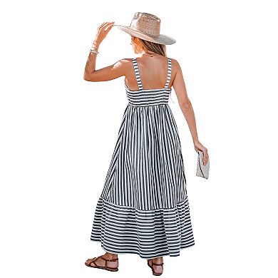 Women's CUPSHE Striped Ruched Maxi Dress