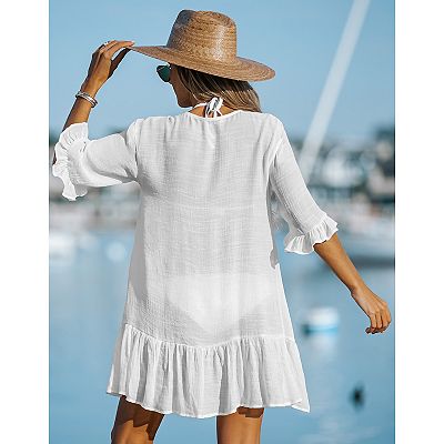 tommy bahama two palms linen dress Tommy Bahama Women's Two Palms Double Ruffle Dress - White