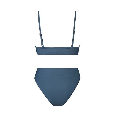 Women's Cupshe Cutout Bralette & V-Front High Waist Bikini Set