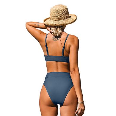 Women's Cupshe Cutout Bralette & V-Front High Waist Bikini Set