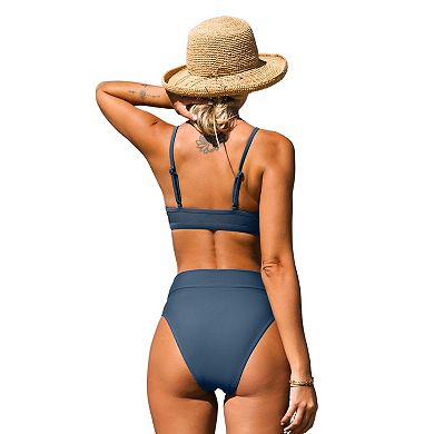 Women's CUPSHE Cutout Bralette & V-Front High Waist Bikini Set