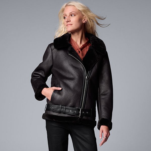 Women's Simply Vera Vera Wang Faux Leather Moto Jacket