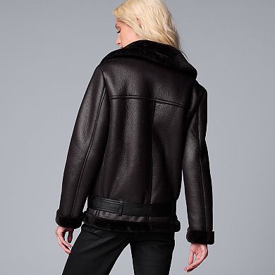 Women's Simply Vera Vera Wang Faux Leather Moto Jacket