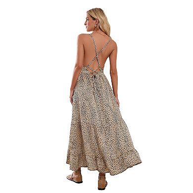 Women's CUPSHE Ayana Lace-up Backless Maxi Slip Dress