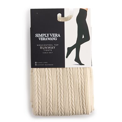Women's Simply Vera Vera Wang Cable Knit Fleeced Lined Tights