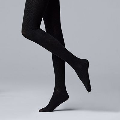 Women s Simply Vera Vera Wang Diamond Cotton Sweater Tights Size 1 Black