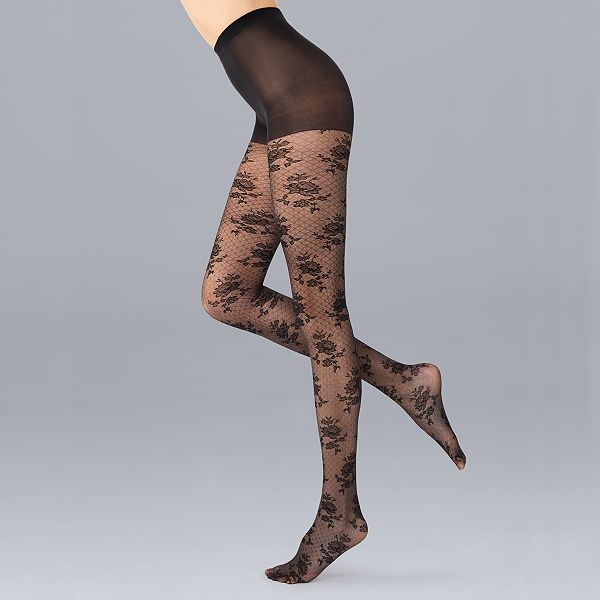Women's Simply Vera Vera Wang Opaque 30D Floral Lace Tights