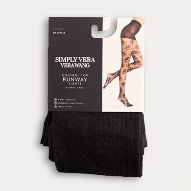 Women's Simply Vera Vera Wang Opaque 30D Floral Lace Tights