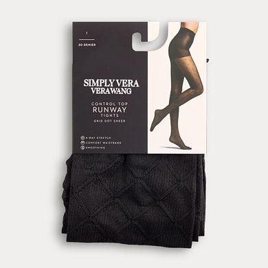 Women's Simply Vera Vera Wang Sheer Opaque 30D Grid Dot Tights