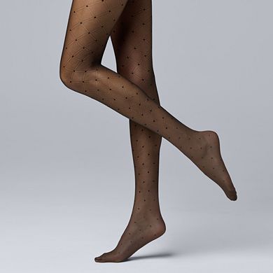 Women's Simply Vera Vera Wang Sheer Opaque 30D Grid Dot Tights