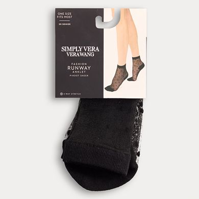 Women's Simply Vera Vera Wang Sheer Opaque 20D Dot Anklet Tights