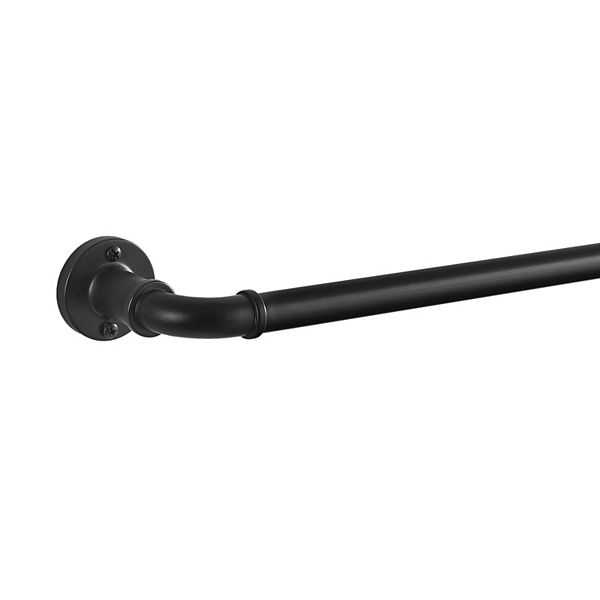 eclipse Somerton 3/4" Industrial Pipe Blackout Wrap Adjustable Curtain Rod - Matte Black (36-66)