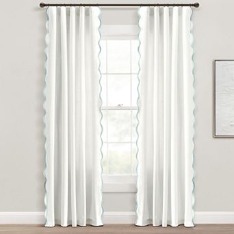 Lush Decor Coastal Chic Scallop Edge Set of 2 Window Curtain Panels