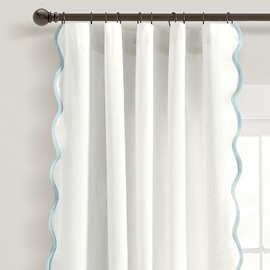 Lush Decor Coastal Chic Scallop Edge Set of 2 Window Curtain Panels
