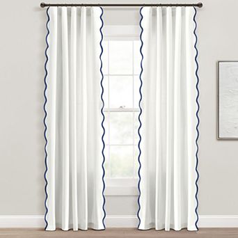 Lush Decor Coastal Chic Scallop Edge Set of 2 Window Curtain Panels