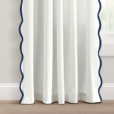 Lush Decor Coastal Chic Scallop Edge Set of 2 Window Curtain Panels