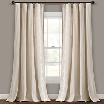 Lush Decor Luxury Modern Geo Linen Like Embroidery Border Single Window Curtain Panel