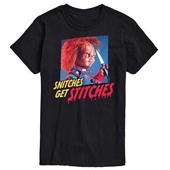Big & Tall Chucky Snitches Get Stitches Graphic Tee