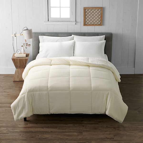 Cuddl Duds® Solid Corduroy Cozy Soft Comforter - Ivory (TWIN)