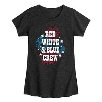Girls 7-16 Americana Fourth Of July Red White And Blue Crew Graphic Tee