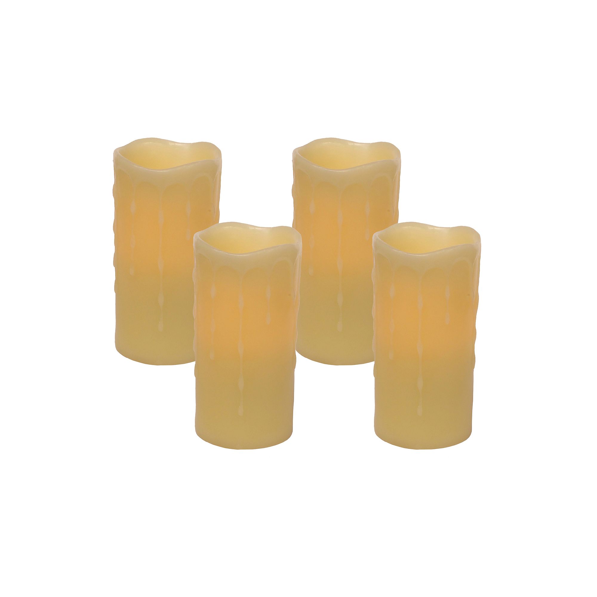 Melrose LED Faux Dripping Wax Pillar Candle & Remote 5-piece Set, Yellow