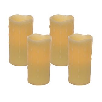 Melrose LED Faux Dripping Wax Pillar Candle & Remote 5 pc Set
