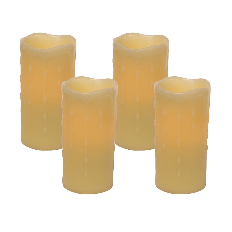 UPC 746427386005 product image for Melrose LED Faux Dripping Wax Pillar Candle & Remote 5-piece Set, Yellow, Small | upcitemdb.com