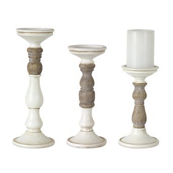Melrose Two Tone Candle Holder Table Decor 3 pc Set