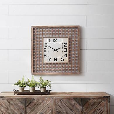 Melrose Lattice Wood Square Wall Clock 29.5"