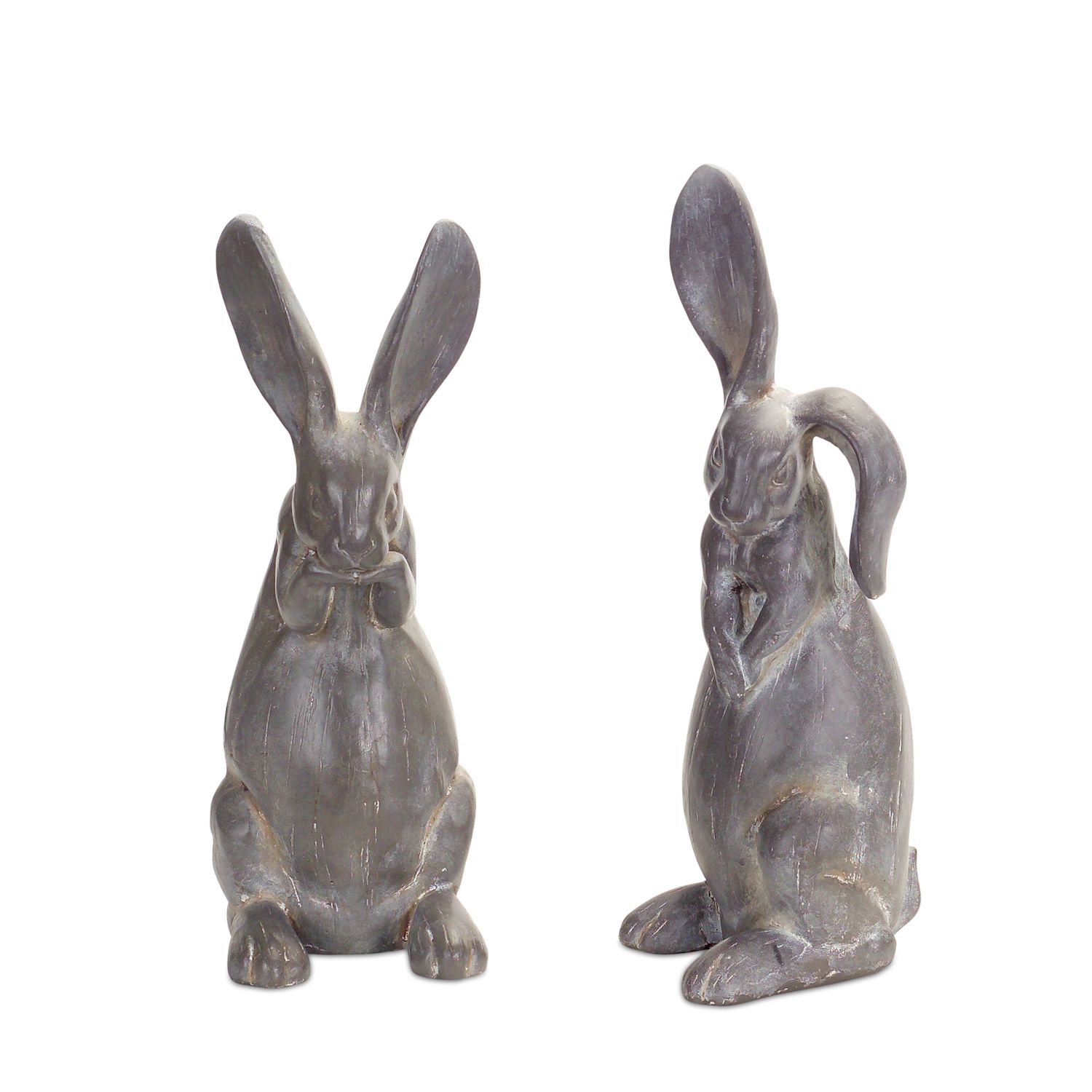 Melrose Distressed Stone Rabbit Garden Statue - Set Of 2