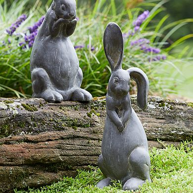 Melrose Distressed Stone Rabbit Garden Statue - Set of 2