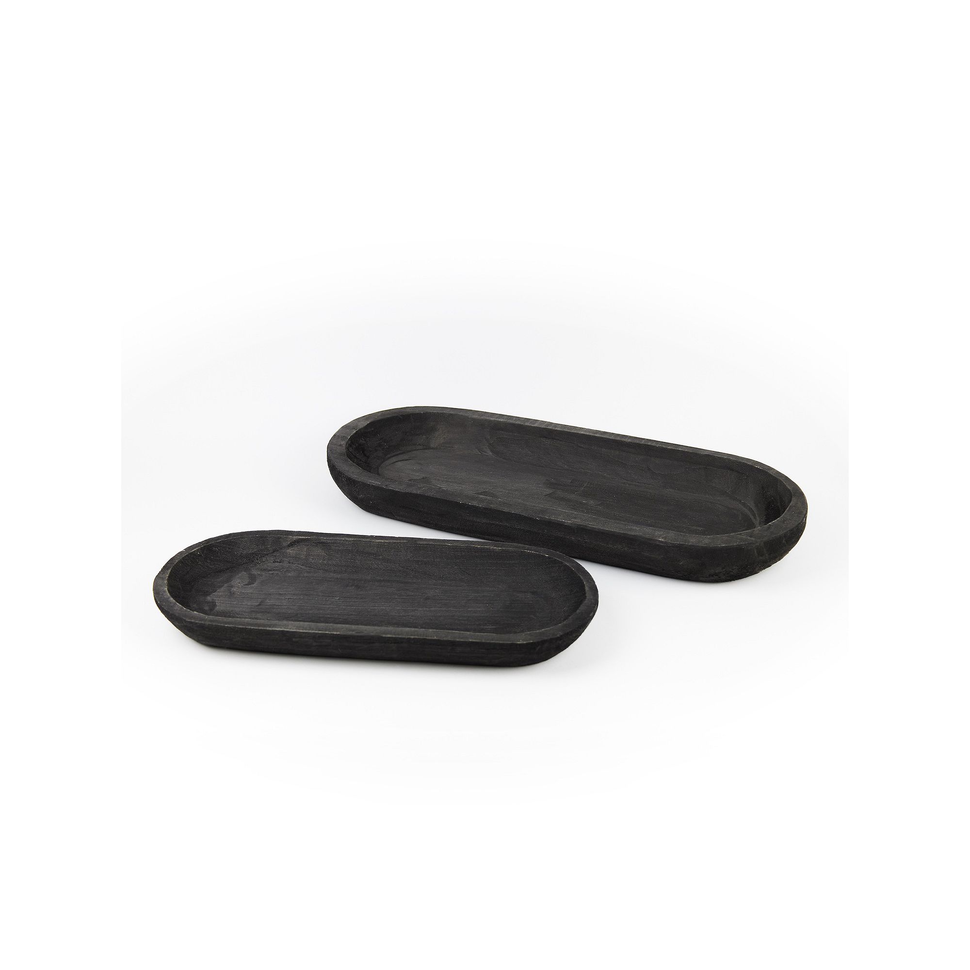 Melrose Wooden Dough Bowl Design Tray - Set of 2, Brown