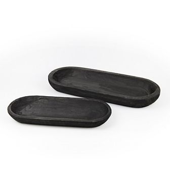 Melrose Wooden Dough Bowl Design Tray - Set of 2