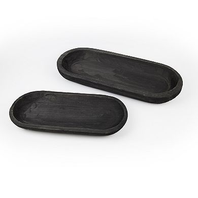 Melrose Wooden Dough Bowl Design Tray - Set of 2