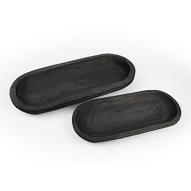 Melrose Wooden Dough Bowl Design Tray - Set of 2