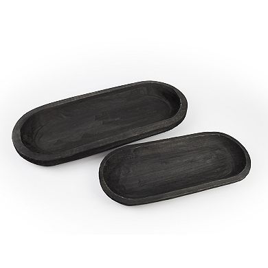 Melrose Wooden Dough Bowl Design Tray - Set of 2
