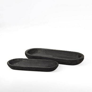 Melrose Wooden Dough Bowl Design Tray - Set of 2