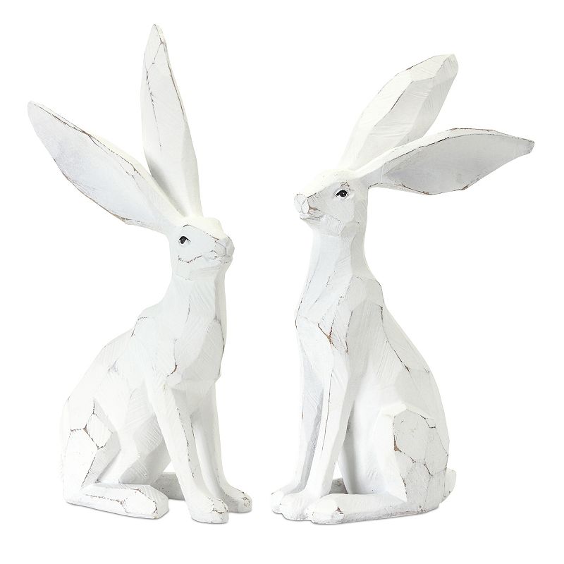 UPC 746427784047 product image for Melrose White Carved Stone Garden Rabbit Statue - Set of 2, Multicolor | upcitemdb.com