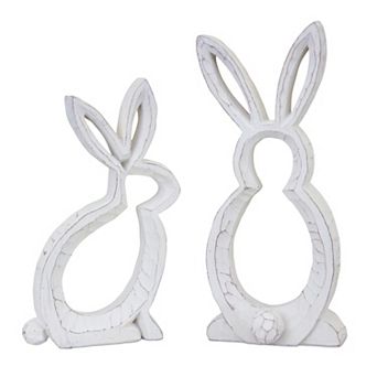 Melrose Carved Stone Bunny Outline Décor - Set of 2