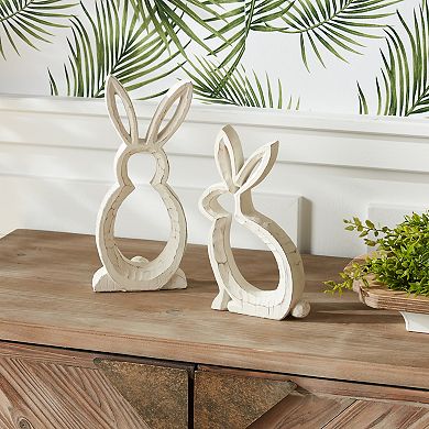 Melrose Carved Stone Bunny Outline Décor - Set of 2