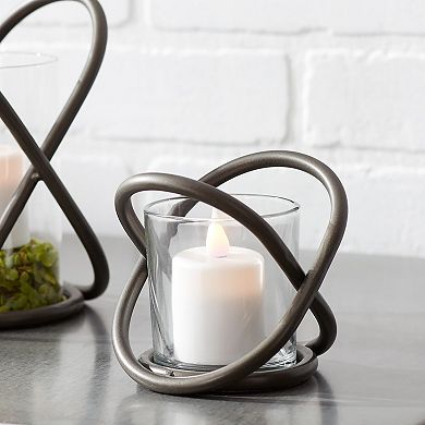 Melrose Modern Metal Votive Holder with Glass Insert - Set of 2